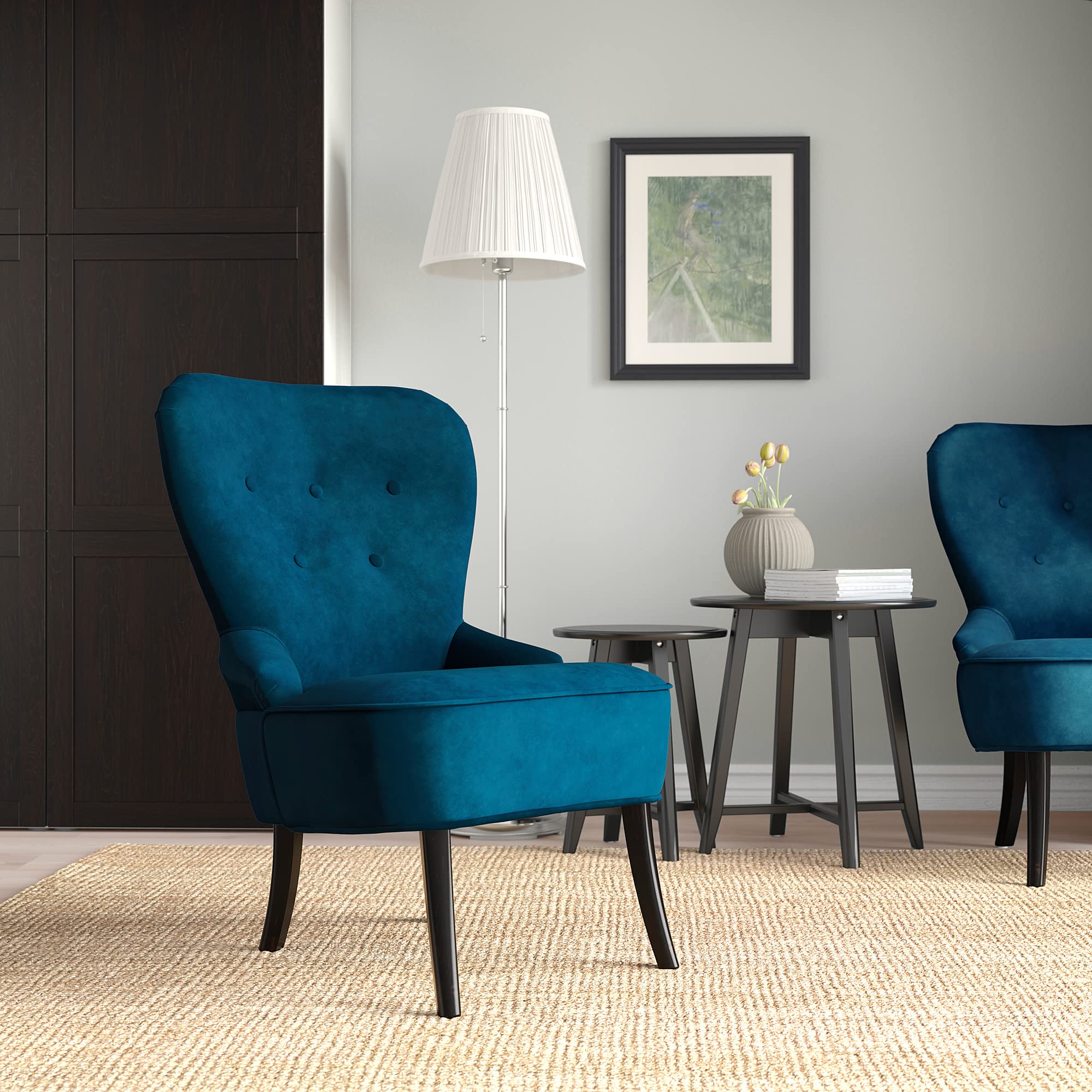 Ikea REMSTA Armchair, Furniture, Deep Parp Dark Green-Blue